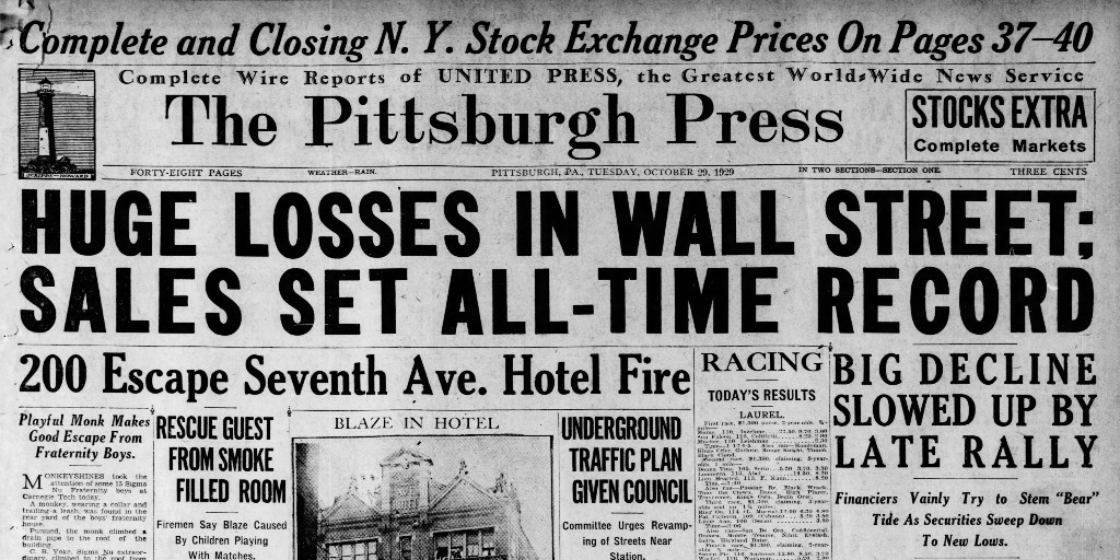 Stock Market Crash Of 1929 Newspaper 