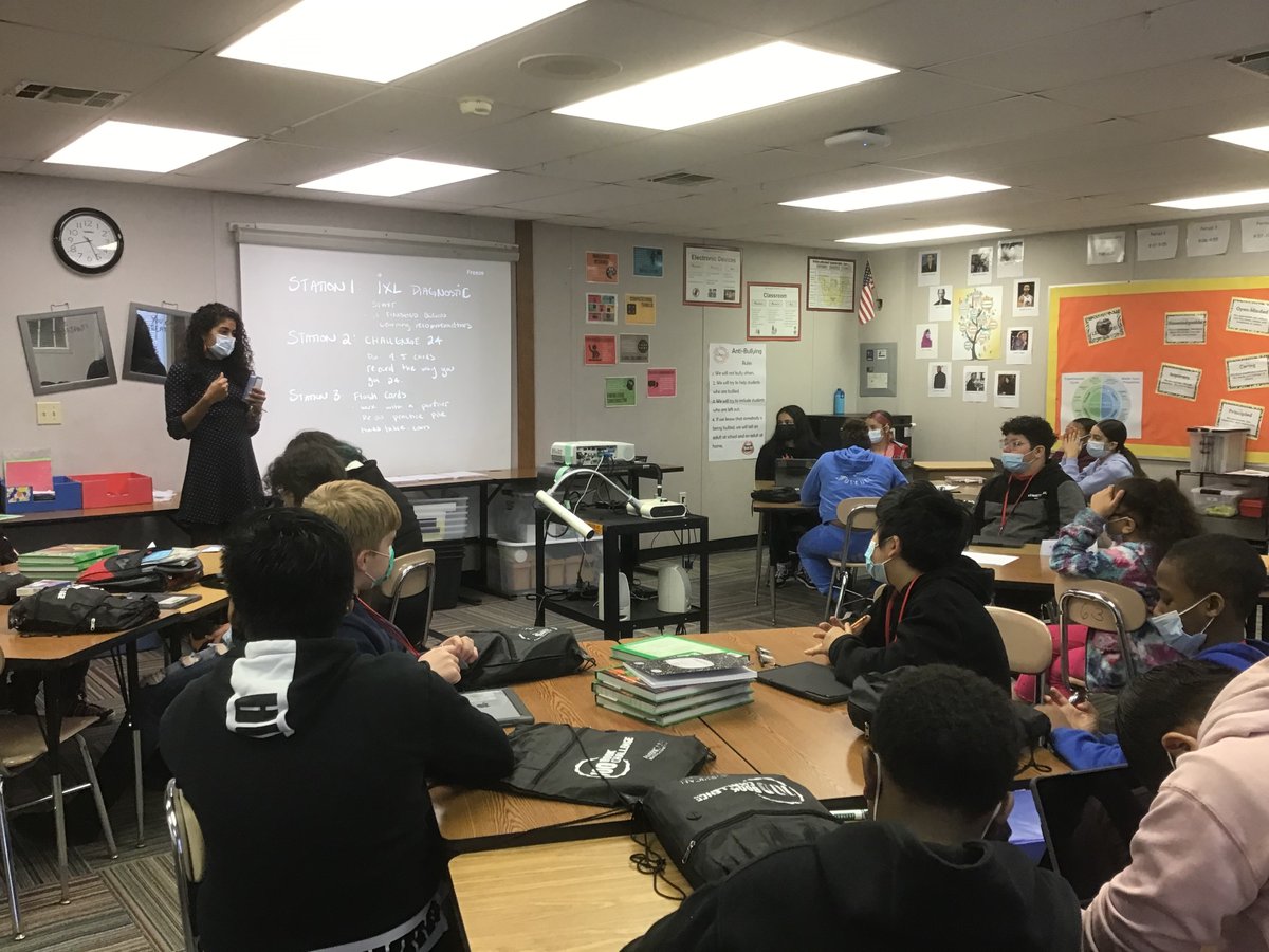 A great Friday start at Wheatland Middle School in a 6th Grade Mathematics Intensive with Ms. Wharton! #mathstationrotation