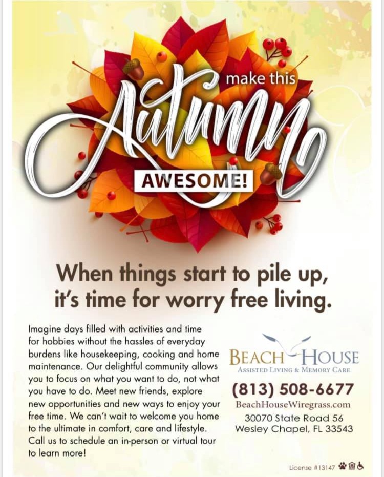 Reshare from Beach House Memory Care:
Stop by and learn how to simplify your life 
Call Gabriella: 813.508.6677 ex102 to arrange your visit at Beach House today!