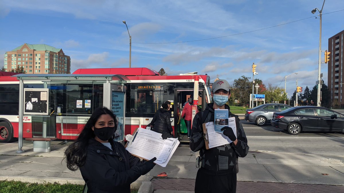 ttcriders's tweet photo. Outreach in #Malvern last night! We're talking to transit users about the #TTC's 5-Year Fare Plan. Click here to get involved before the TTC Board debates their plan on November 17th! 
https://t.co/pmkhX1IRA6
#TransformTheTTC https://t.co/VRSm2EB4YG