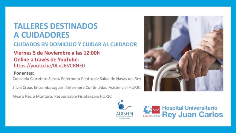 #Agenda 🗓 El próximo 5 de noviembre el <a href="/HUReyJuanCarlos/">Hosp.Rey Juan Carlos</a> celebra el 5º Taller del ciclo de Talleres destinados cuidadores 'Cuidados en domicilio y cuidar al cuidador. Higiene postural y trasferencia de pacientes'. ¡Síguelo vía streaming! ow.ly/AZgO50GA0ez