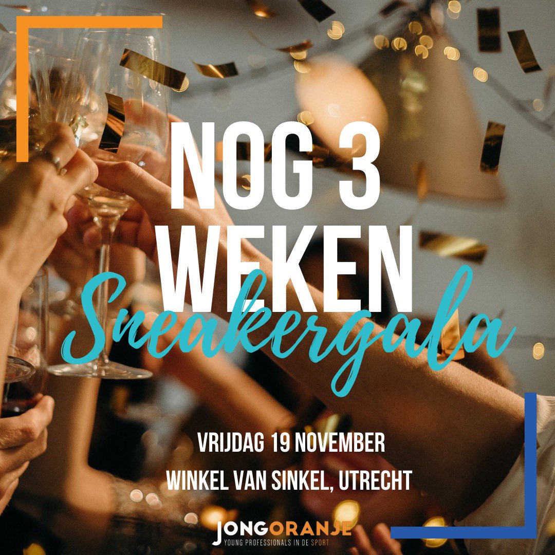 𝐍𝐨𝐠 𝟑 𝐰𝐞𝐤𝐞𝐧 𝐭𝐨𝐭 𝐡𝐞𝐭 𝐒𝐧𝐞𝐚𝐤𝐞𝐫𝐠𝐚𝐥𝐚 🥂 

Heb jij je al aangemeld? Over 3 weken is het al zo ver! 💃🏼 Aanmelden kan nog tot en met maandag 15 november via bit.ly/3bkq1Fd 🎟

Tot over 3 weken! 🧡 #sneakergala #wijzijnjongoranje