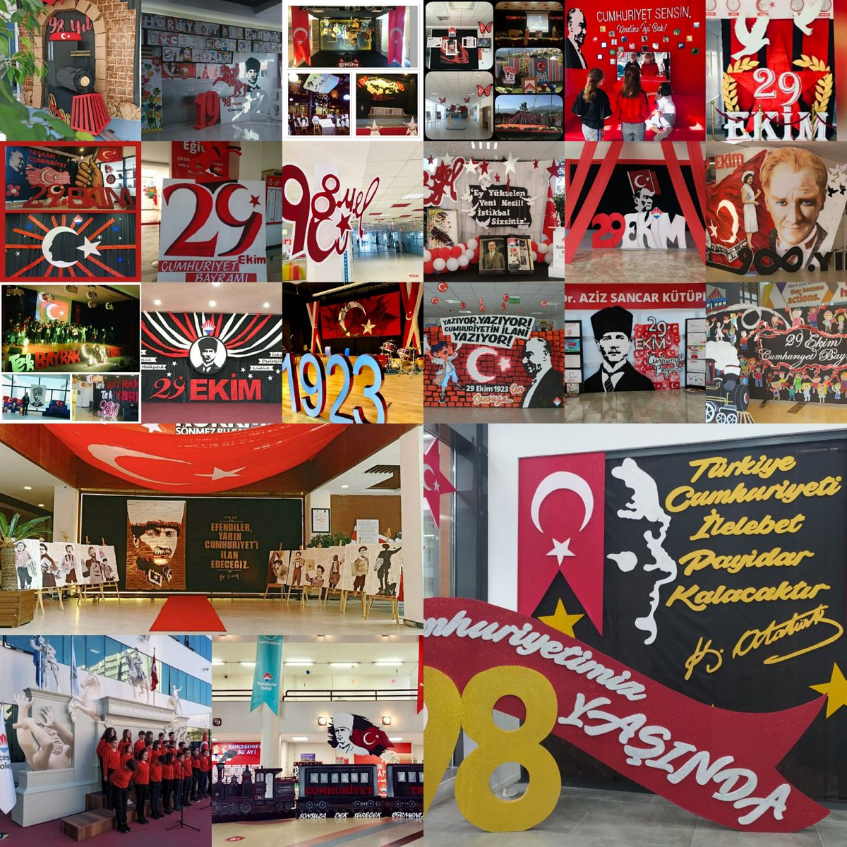 ilkay_tandogan's tweet photo. Cumhuriyetimizin 98.yılı için hazırladıkları dekor ve sergilerle kampüslerimizde cumhuriyet ruhunu,coşkusunu yaşatan Görsel Sanatlar Öğretmenlerimize çok teşekkür ederiz, harikasınız♥️👏👏👏
Cumhuriyet bayramımız kutlu olsun
🇹🇷🇹🇷🇹🇷
@dagozlem 
@ErkenCocukluk  @ozgeeasln
@TrkErsen https://t.co/GAHFfpf6Zv
