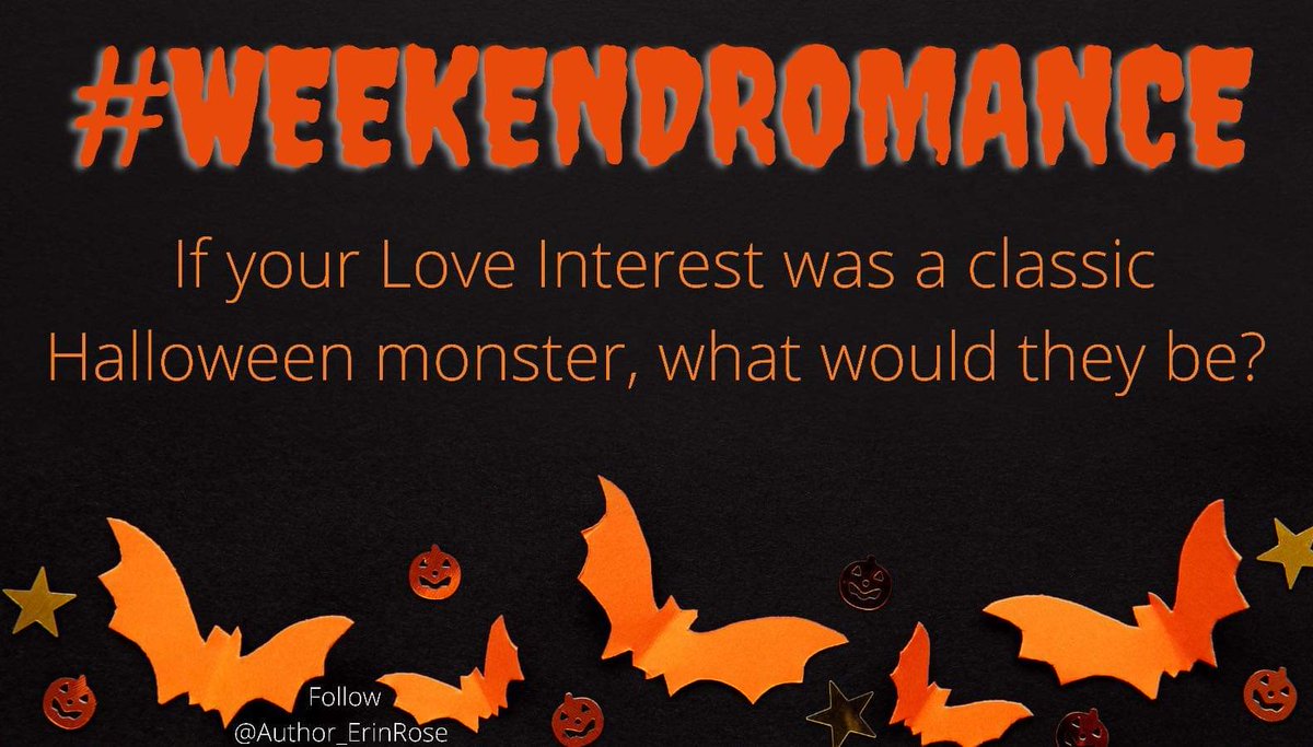 Author_ErinRose's tweet photo. Happy Halloween Weekend!
If your LI was thrust into a Paranormal Romance, what would they be?
Alternatively, if your LI is currently paranormal, what day job would they have if they were dropped into a contemporary romance as a human?
#Weekendromance https://t.co/kEKGsj5a0Y