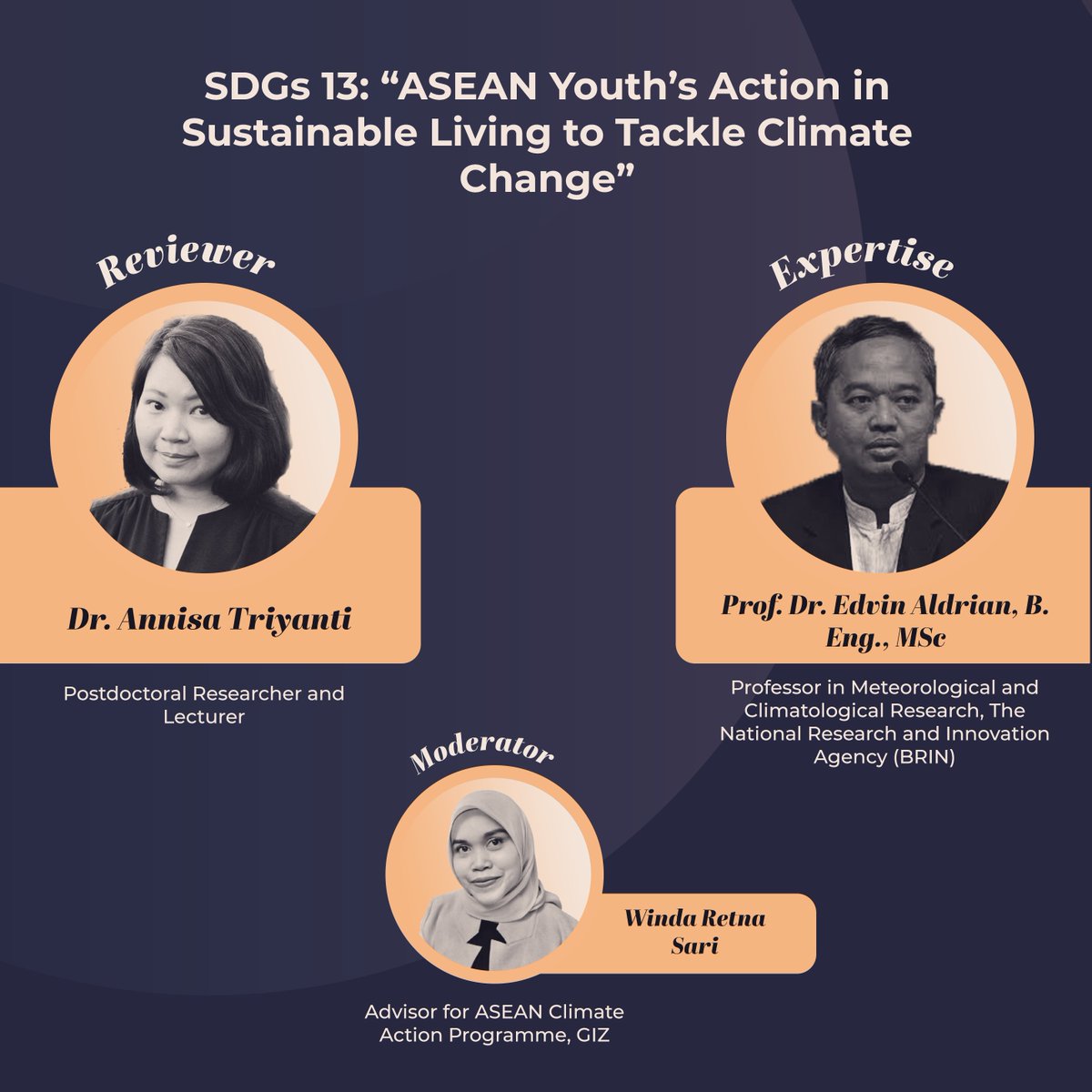 The_AYIC's tweet photo. We are getting closer to the main event! While counting the days, let us introduce you to the reviewer, expertise, and moderator for each chamber. This is your chance to broaden your knowledge about SDGs. Check out the post for more details! https://t.co/AB051BG0wA