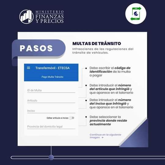 bandecmatanzas's tweet image. 👉🤔¿Usted sabe cómo pagar una multa a su nombre o a nombre de terceras personas a través de #Transfermóvil📲?
Así de fácil 👇
#YoUsoTransfermóvil ¿y usted?