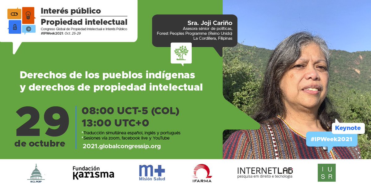 centroISUR's tweet photo. #AEstaHora en la agenda principal de la #IPWeek2021
Joji Cariño de @ForestPeoplesP habla sobre derechos de propiedad intelectual de los pueblos indígenas. Sigue la conversación aquí: 👇👇
Zoom: https://t.co/bnSkSKE1ac https://t.co/qbgFp5uibZ