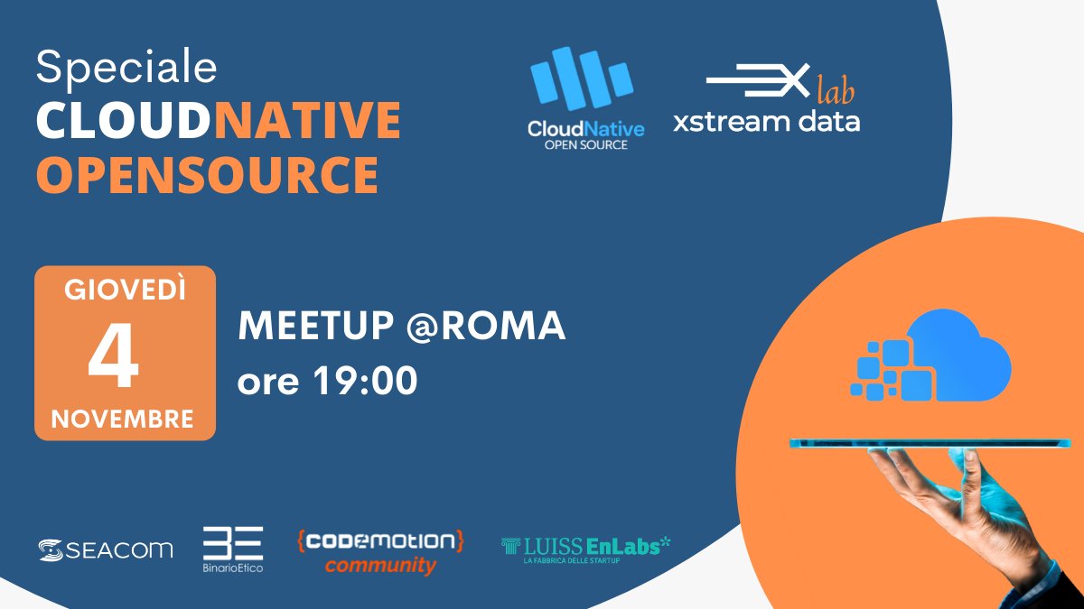 binario_etico's tweet photo. Scopriamo metodologie e soluzioni #OpenSource che possono accompagnare le aziende verso un cloud etico!
Ci vediamo a Roma al #meetup #cloudnative organizzato dalle community #XStreamDataLab e #CloudNativeOpenSourceItalia.

Registrazioni ➡https://t.co/j9908KPPCD https://t.co/FmLU80BOy2