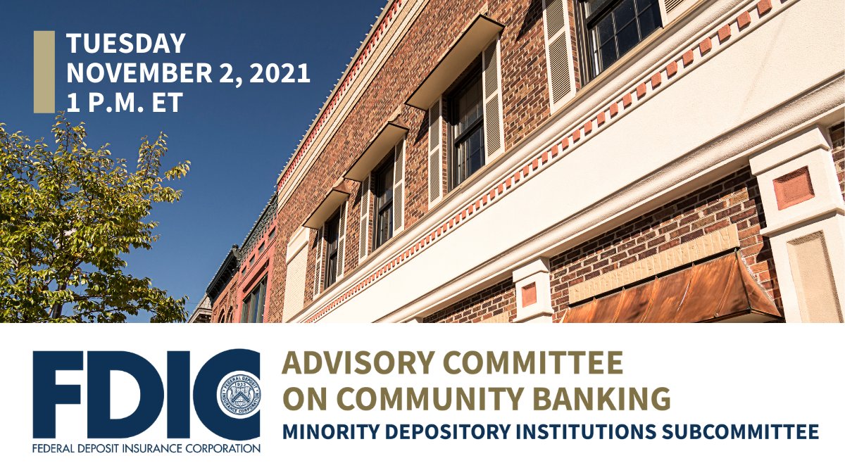 Fdic S Tweet Next Tuesday Our Minority Depository Institutions Subcommittee Will Meet To Address Issues Important To Minority Banks And The People They Serve Join Us Live For This Virtual Meeting Trendsmap Fdic S Tweet Next Tuesday Our Minority Depository Institutions Subcommittee Will Meet To Address Issues Important To Minority Banks And The People They Serve Join Us Live For This Virtual Meeting Trendsmap