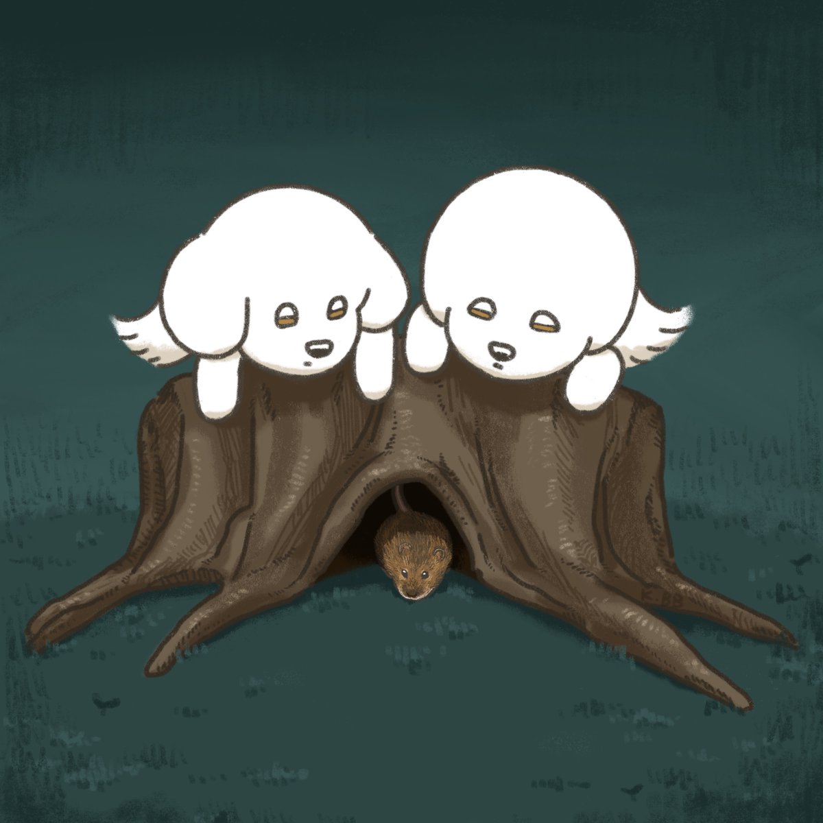 #2匹のビション と ノネズミ(Vole)