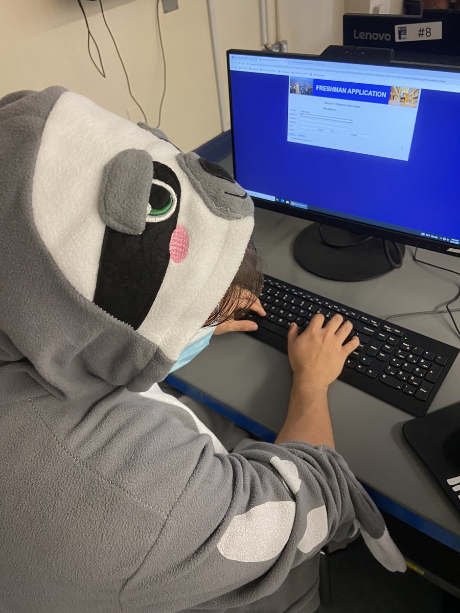 OfficialWHSAD's tweet photo. T’was the Friday before Halloween and it’s also WHSAD’s annual College Application Day, where all of our seniors will be applying for college. We’ve secured fee waivers for all graduating seniors, even pandas and sloths. #CollegeAccessForAll #CA4A @BKNHSSuptRoss @ExecSuptKWatts https://t.co/rmzZRp93Ex
