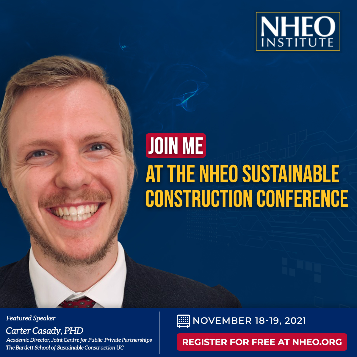 nheo's tweet photo. Join Carter B. Casady, Honorary Senior Research Fellow at @UCL_BSSC. He will discuss the broader governance and institutional requirements needed for PPPs to help drive the sustainability transition. Register at https://t.co/bmLDkWtfDO 

#ppp #publicpivatepartnerships #research https://t.co/snjaZyWx8t