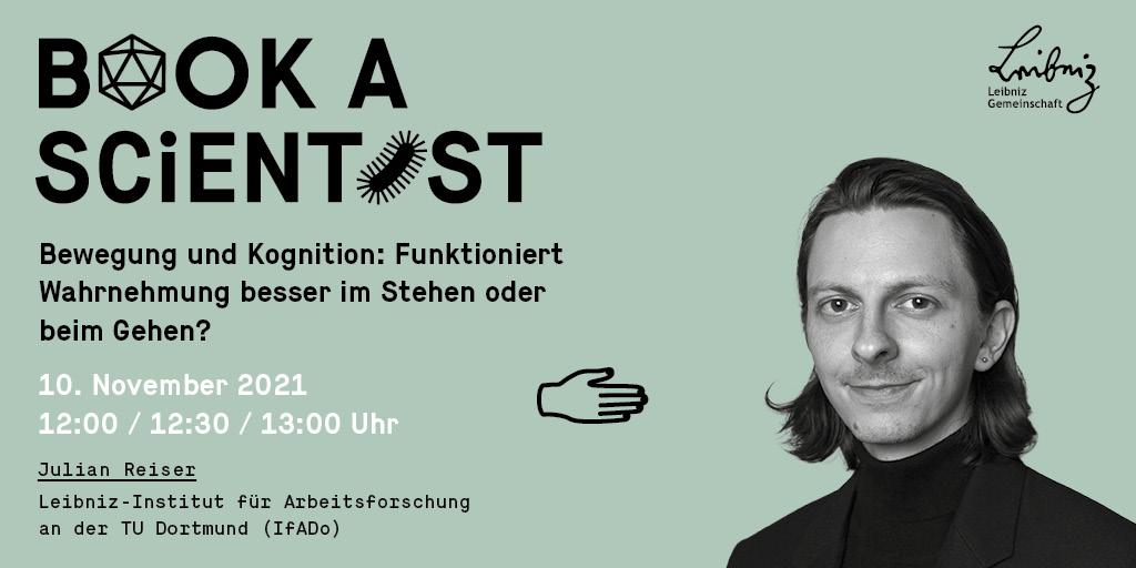 IfADo_info's tweet photo. Wieso fällt es uns schwer, beim Gang durch den Supermarkt die Einkaufsliste im Kopf zu behalten? Bei #BookaScientist beantwortet Leibniz-Experte @julian_e_reiser genau das und erklärt, warum durch mehr Bewegung scheinbar kognitive Aufgaben schwerer sind. https://t.co/LucmHyodby https://t.co/kFK1Wlocic