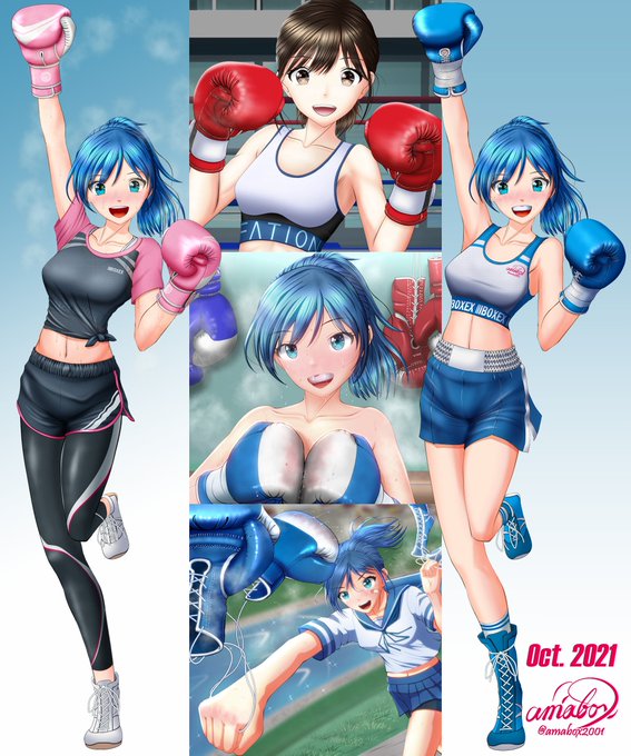 新入部員ちゃんの着せ替えと、ボクシンググローブの描き分けの月だったかなと(^o^)
 #今月描いた絵を晒そう 