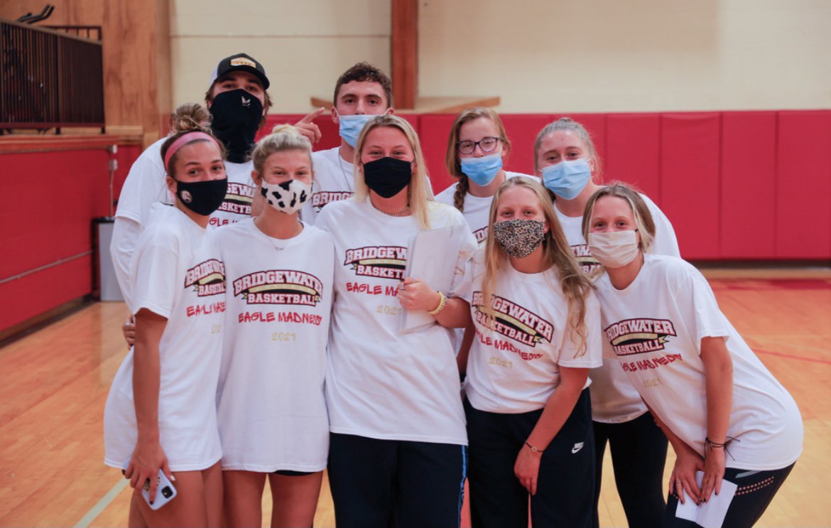 BCAthletics's tweet photo. Well that was fun. 

Eagle Madness 2021 is officially in the books 🏀 An extra thank you to @BridgewaterSAAC - without them this event would not have been possible 🦅 #BleedCrimson #GoForGold https://t.co/MLzzfUSOGv