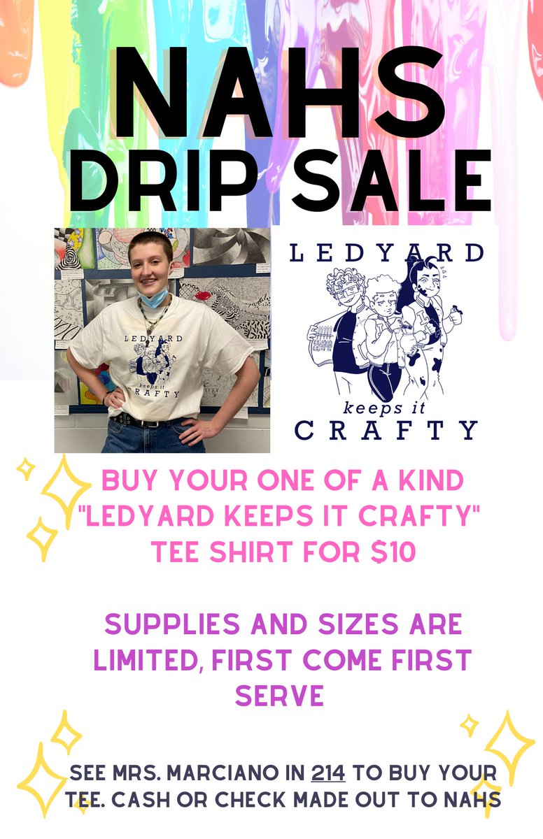 Don't miss out on getting a tee shirt made by our NAHS Artist: Mint Hutchins (who also made this flyer) #craftycolonels