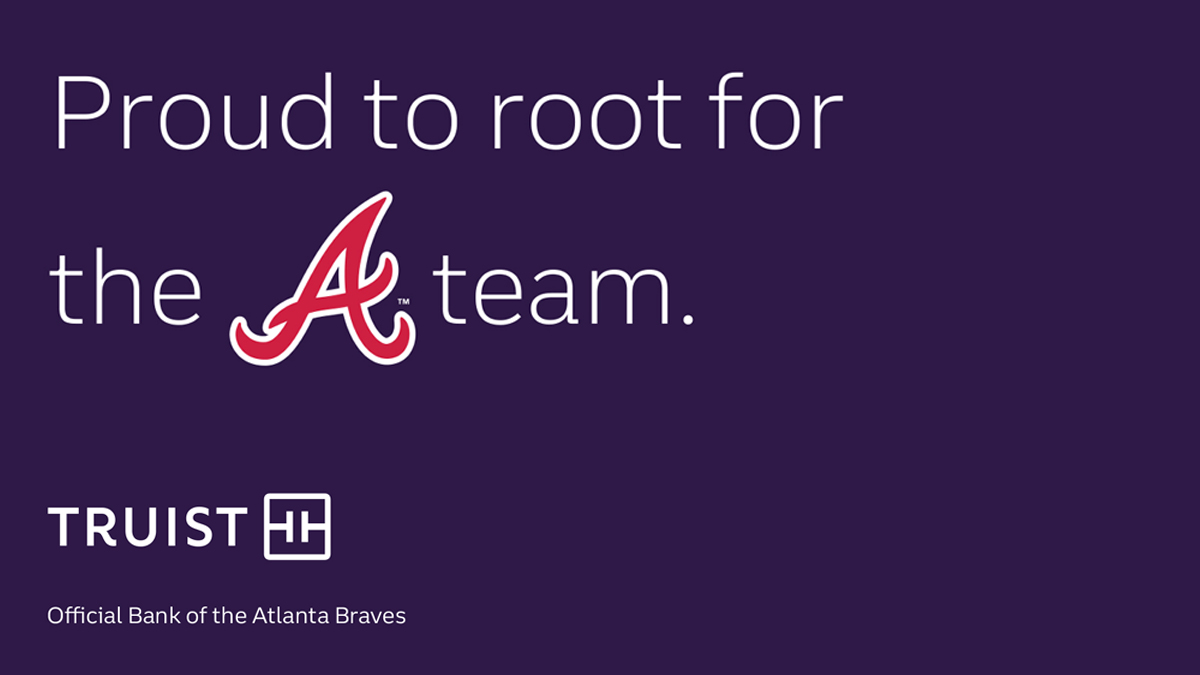 Truist's tweet photo. Thank you for this incredible ride, @Braves. We’re with you all the way! Let’s do this. 🔥 #BattleATL https://t.co/llFTPUKf0u