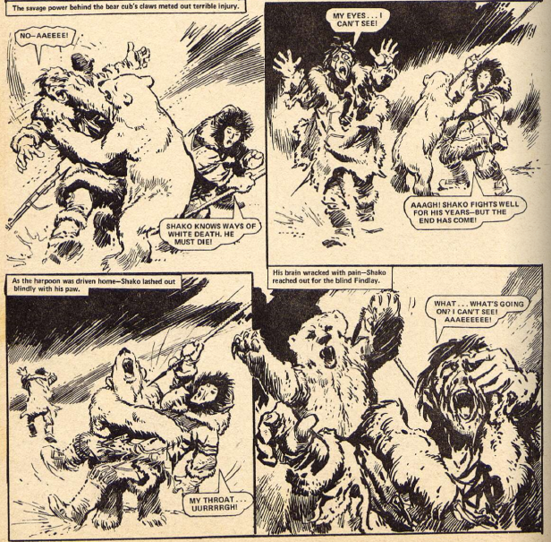 ScarredForLife2's tweet photo. Don't be fooled by the green space demon looming over Dan Dare. The very first @2000AD annual was closer to Action than anything else: uber-violent and occasionally terrifying. 
Check out baby Shako ("the only bear on the CIA death list!")... 1/3 https://t.co/9CoBSU8shO