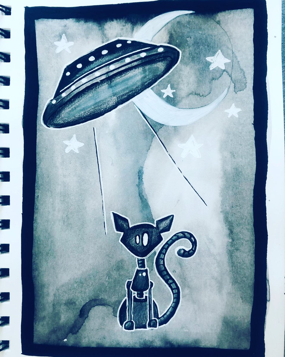 Tag 28: UFO von der #mabsdrawlloweenclub Liste:) #inktober #kleineKunstklasse