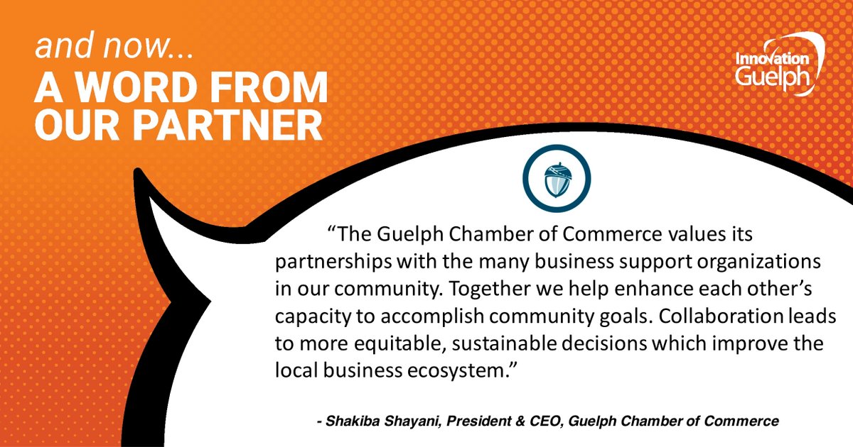 BoundlessAccel's tweet photo. We love how invested our #IGPartners are in the success of our clients! @GuelphChamber is here to help! And now… A word from our partner! https://t.co/mcmuOS7BmS