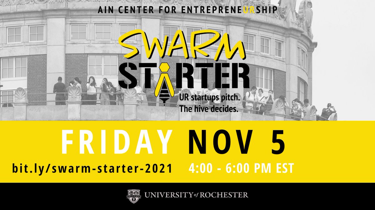 One week from today! Don’t miss this virtual shark tank-style winner-takes-all student pitch competition. Your vote will help determine which team goes home with the prize. Friday, November 4 at 4pm via Zoom. Register to attend: bit.ly/swarm-starter-…