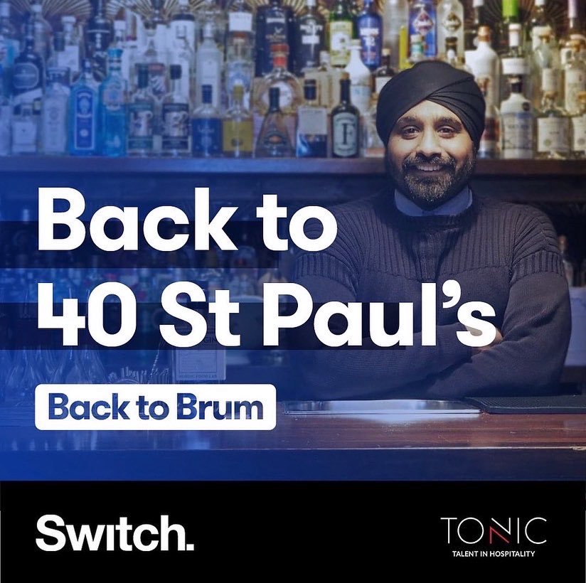 TonicTalent's tweet photo. @weare_switch and @TonicTalent – Championing local people and places.
We want to celebrate and support Birmingham’s indies and we think @40stpauls is another great reason to get yourselves #BackToBrum.
Aman, his team and over 140 gins are ready and waiting for you! 🍸 https://t.co/CrZdRq4lQ2
