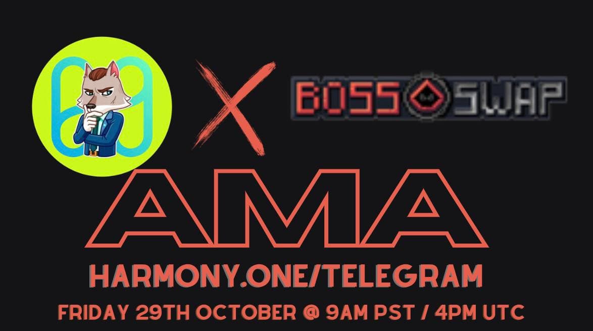 BossSwapFinance's tweet photo. What an Amazing Day for the #BossCommunity!
In case you have missed it there is an AMA today hosted in the Harmony Community Office Chat
Link below 👇
https://t.co/vY9xGgtlYW
#BossSpoilerAlert - We will be giving away TONS of $BOSS to some participants!
#harmonyprotocol https://t.co/eUZtGmNStZ