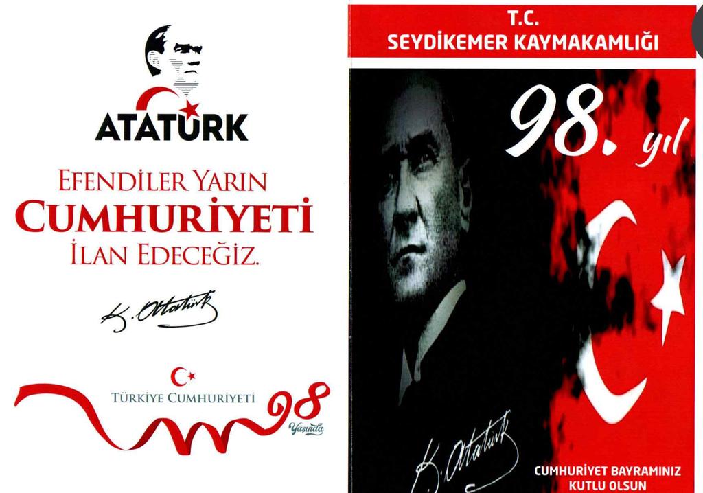 Cumhuriyet Bayramı'mız kutlu olsun! 
Başta Gazi Mustafa Kemal Atatürk olmak üzere kurtuluşta ve kuruluşta emeği geçen tüm kahramanlarımıza minnetle...