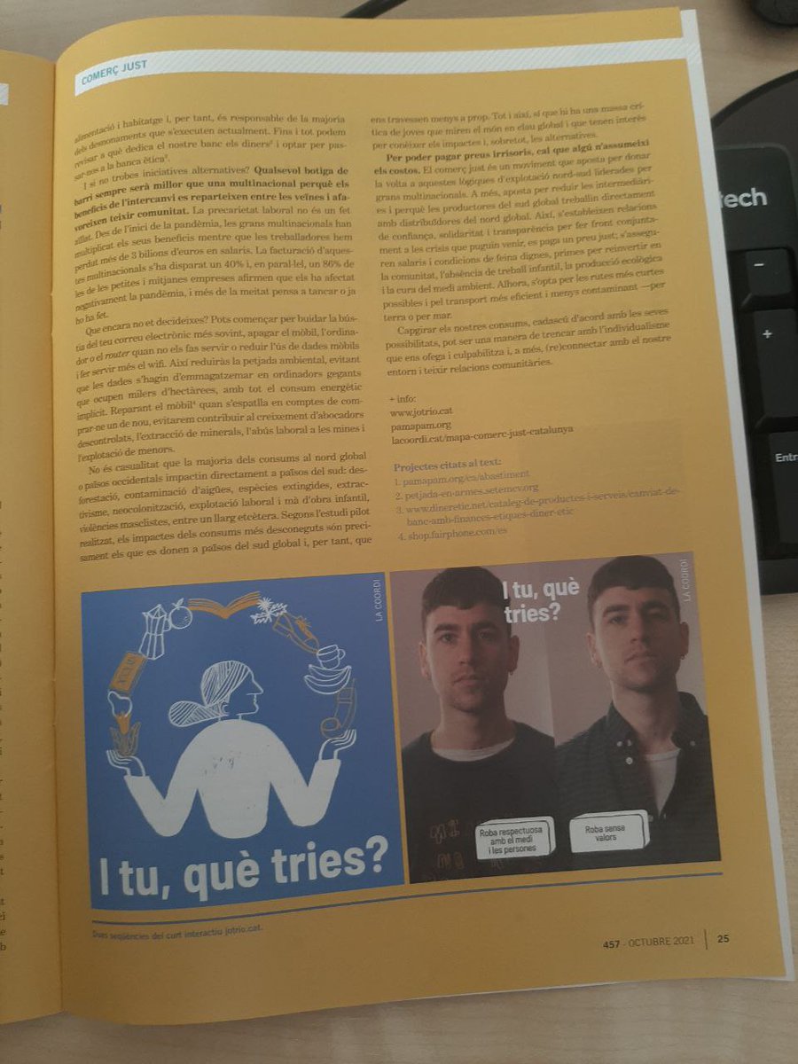 LaCoordiCat's tweet photo. 📰Aquest mes parlem dels impactes del nostre #consum a la revista #CooperacióCatalana de la @rocagales.

😏I tu, què tries? #ComerçJust #FinancesÈtiques #EconomiaSolidària

https://t.co/m4nD9Fu6zJ https://t.co/TqRiin6bHt