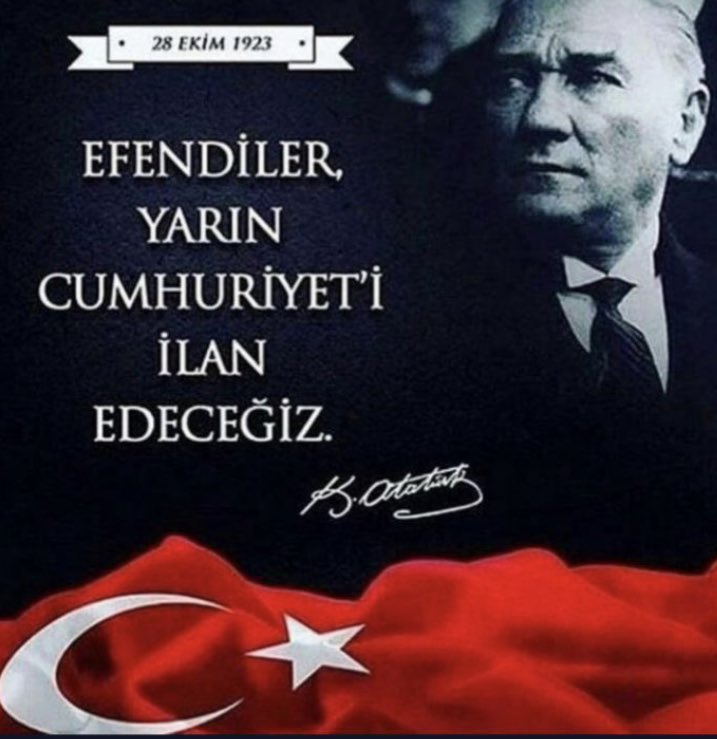 Cumhuriyet, Türk tarihinde alınmış en önemli kararlardan biri. Sadece halkın kendi kendini yönettiği bir rejim değil, toplumun her bireyinin özgür iradesini kullanmak suretiyle, söz hakkını kazandığı bir rejimdir. Bunu Atatürk'e borçluyuz. Cumhuriyetimizin 98. yılı kutlu olsun..