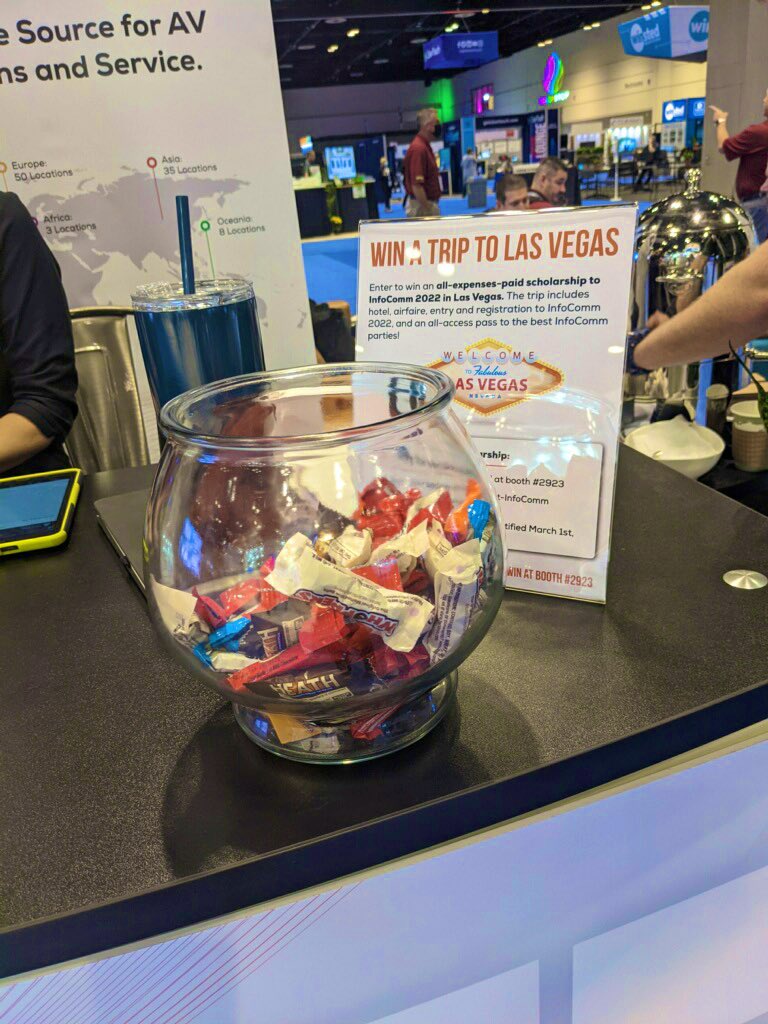 CTIAV's tweet photo. Stop by booth 2923 on the #infocomm21 #candytrail! Say HI and enter to win a all-expenses-paid trip to #infocomm22 in Vegas! #ctirocks https://t.co/U8dskFQvEK