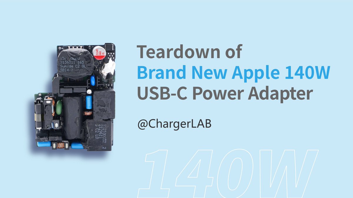chargerlab's tweet photo. Here is what you’re waiting for~

Latest Teardown of Brand New Apple 140W USB-C GaN Charger @Apple 

https://t.co/rVPW3hlQ8m

#MacBookProCharger #Macbookpro2021 #applemacbookpro https://t.co/GAuvHzPaFt
