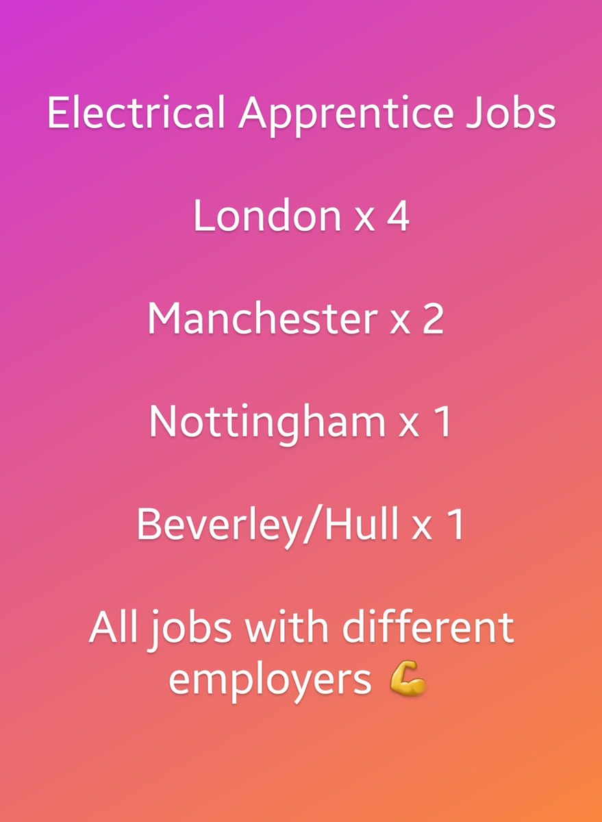 electrician_247's tweet photo. Important tweet!

8 jobs with different employers for electrical apprentices.  Spread across England.  Please share far and wide, you never know who it might help. 

Over 1000 linked into work now. This happens every week I havent and wont stop 😁 https://t.co/cjI3paVwOo