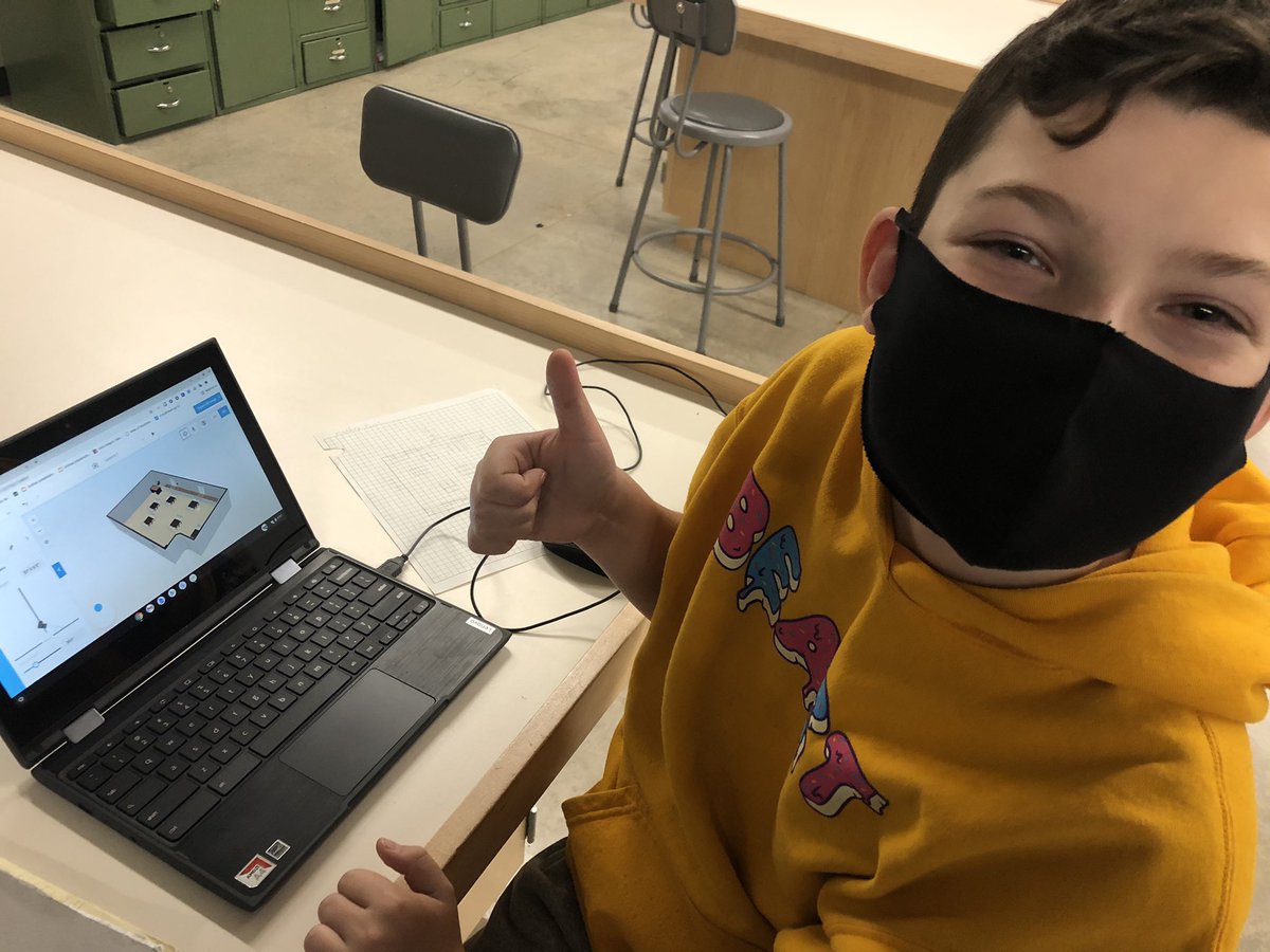 Maddox showing off the floorplan her created of <a href="/MrMillerWYMid/">Mr.Miller_Math</a> classroom! #wyproud #pltw