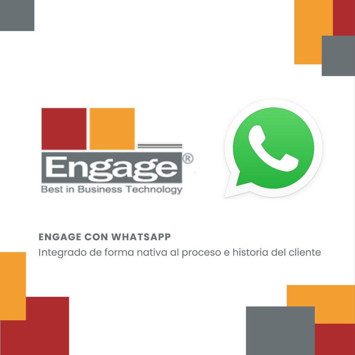 EngageCRM's tweet photo. La mensajería integrada disminuye tiempos de resolución, permite una disponibilidad 7x24 automatizada y un intercambio enriquecido más ágil. https://t.co/eC2BE0thQL  #Engage #CRM #Omnicanalidad #EngageCRM #Canales #AtenciónAlCliente #CX #Prospectos #Sales #Originación #WhatsApp https://t.co/Je1PeBpXYT