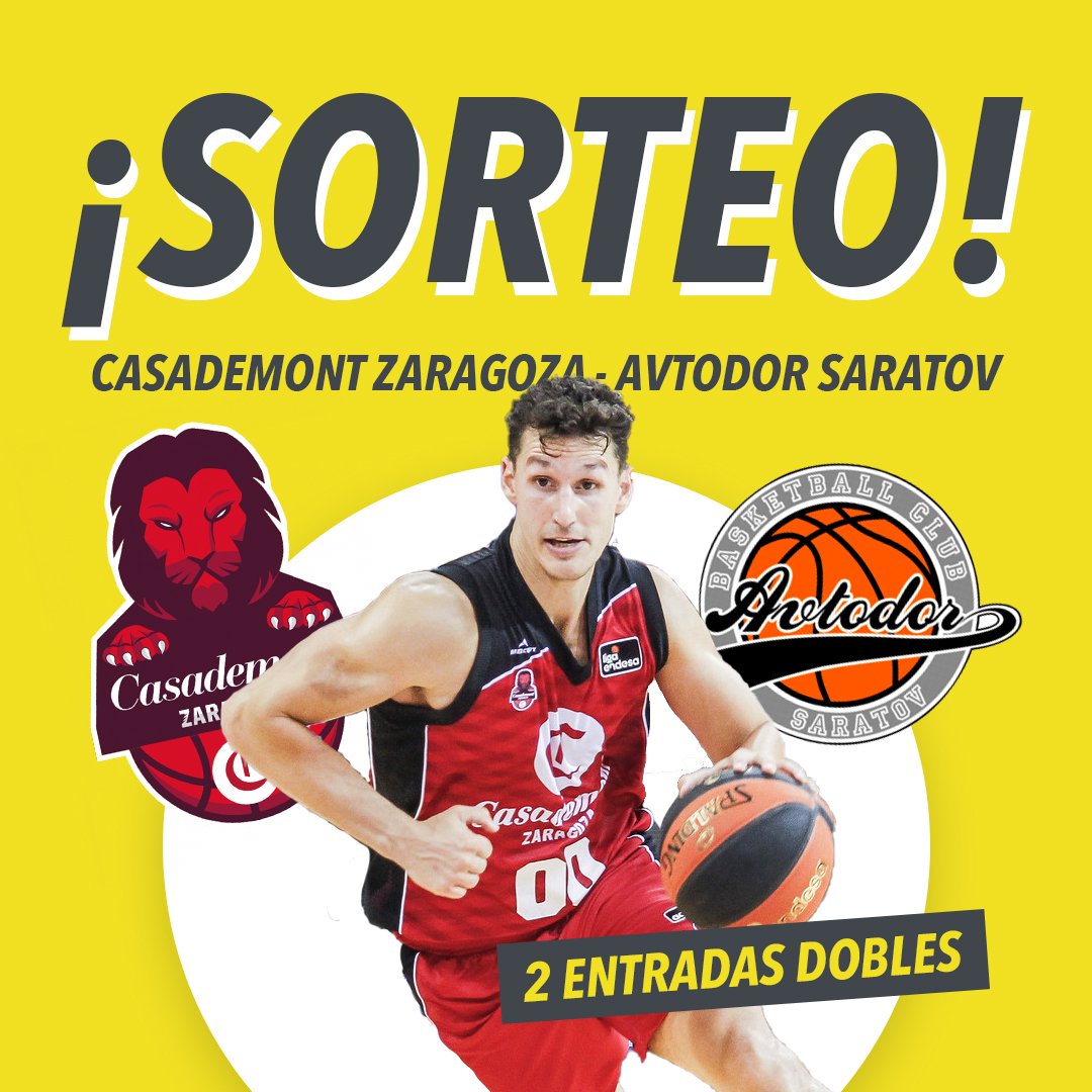 ¡SORTEO! 🏀
Se acerca partidazo ¡y no te lo puedes perder! 🔥  <a href="/CasademontZGZ/">Casademont Zaragoza</a> VS <a href="/AvtodorSaratov/">BC Avtodor Saratov</a>🔥  Sorteamos 2 entradas dobles para seguir el encuentro y animar a tu equipo en directo:
👉 Síguenos
👉 Da RT 
👉 Menciona a un amigo 
El sorteo acaba el 2/11 a las 9h. ¡Mucha suerte!