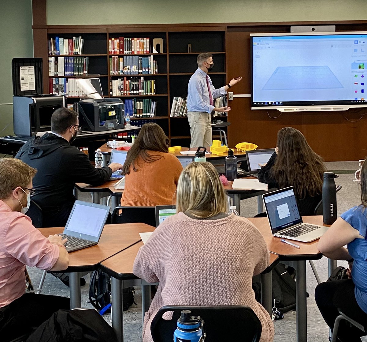bmchsd's tweet photo. As BMCHSD seeks to have students fully prepared for college and career, the Steam Committee of over 40 faculty and staff, seen here in a recent 3D printer training, pushes everyone forward with technology. Thank you very much to all involved. Go BMCHSD! https://t.co/VhyKZsdpvg