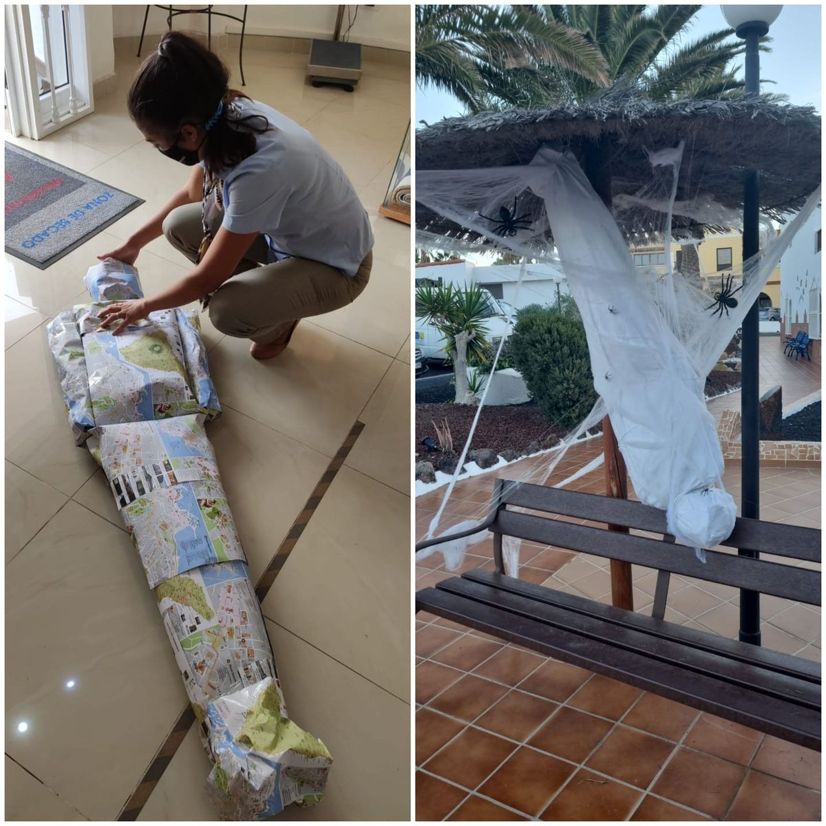 Using #recycled materials for our #Halloween2021 decorations #SunsetViewClub #DiamondResorts #DiamondRecyclingHalloween2021 #DiamondGoGreen #Sustainability #Reusing @Rtccsvc_luisa @NoemiG_RC @juanmaintenance @Lidia_SVC @Hamidreception @SvcLaura @IneseSvc