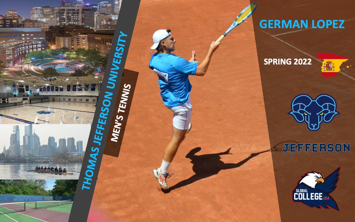 GlobalCollegeUS's tweet photo. Terminamos la semana con otra firma de tenis!! Enhorabuena a nuestro tenista German Lopez que ha firmado su beca de tenis con Thomas Jefferson University en Filadelfia y que compite en NCAA D2.
🎾🇺🇸🎓.
#we #like #follow #tenis #tennis #becas #USA #estadosunidos #college #spain https://t.co/ZpNhjrRKA0