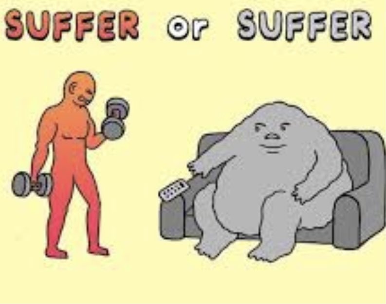 It’s hard getting up at 6am to train.
It’s hard being out of shape.

It’s hard eating healthy food.
It’s hard being low energy.

It’s hard journaling &amp; meditating daily.
It’s hard to live with constant anxiety.

Life’s going to be hard.
Choose your hard.