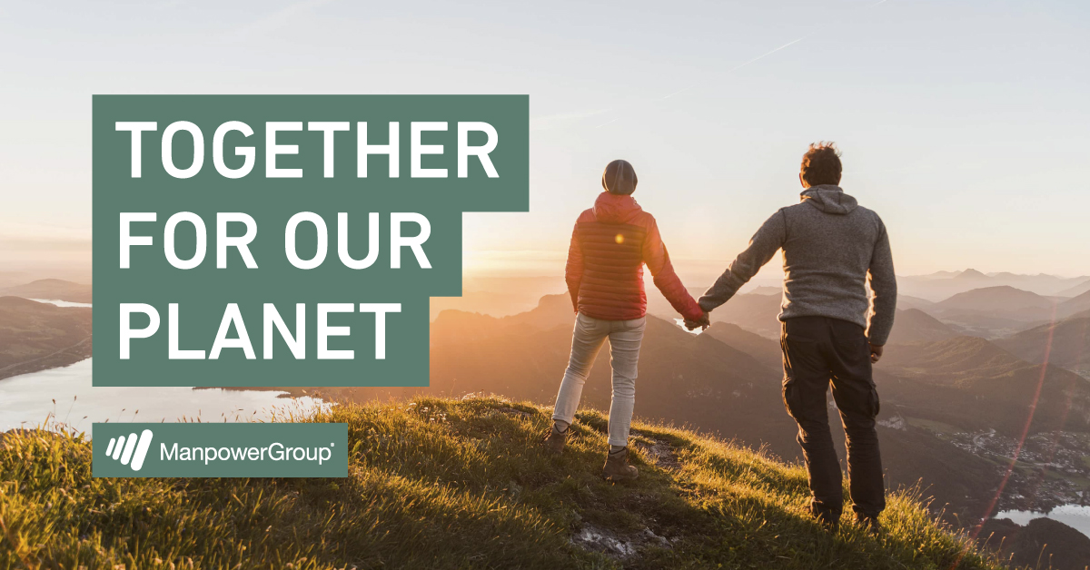 ManpowerGroup's tweet photo. We cannot make the transition to #netzero alone. We must work together to protect our planet and people and ensure a more sustainable, resilient future for all. Read the @wef Alliance of the CEO Climate Leaders Open Letter: https://t.co/QgTMFbI4ma #TogetherForOurPlanet #COP26 https://t.co/ofXVGtbqE4