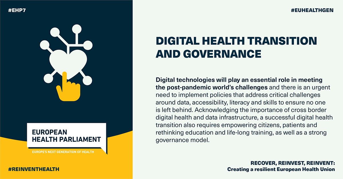 💻 How can digital solutions help in creating a resilient EU Health Union for the next #EUHealthGen? #EHP7 Committee on Digital Transition in Health will address EU’s key policy challenges to foster a successful digital health transition. Find out more: 👉 bit.ly/3nIIxge