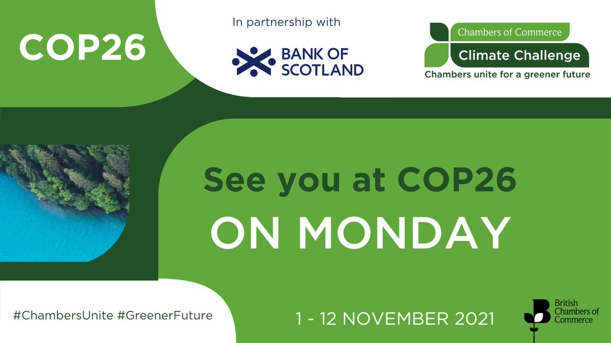 britishchambers's tweet photo. Next week we gather in Glasgow #COP26 bringing our global community together to accelerate action on climate change. 

Stay tuned from Monday as we share coverage from our BCC programme in partnership with @BankofScotBiz 🌱  

More 👉https://t.co/XycJdeSshS 

#ChambersUnite https://t.co/uHH5xhdUP0