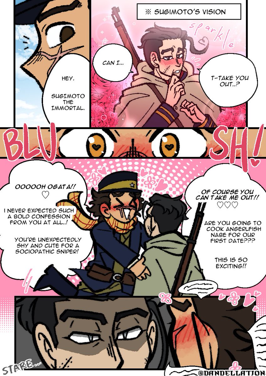 [ golden kamuy // sugio ] 
taking your crush out on a date < taking your crush out with a sniper rifle 