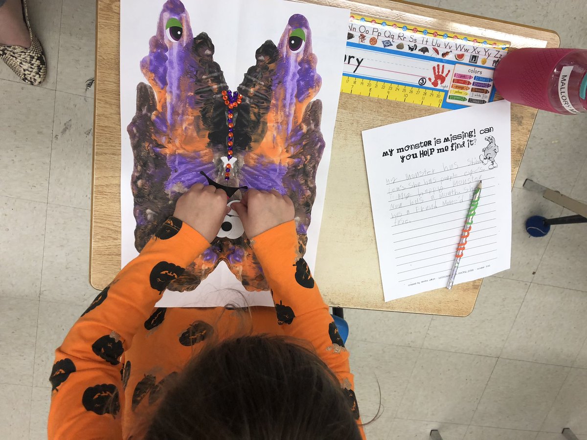 Connecting art and literacy in Ms Pollocks class @FDRooseveltPS    Students created monsters and wrote descriptive pieces about their monsters.