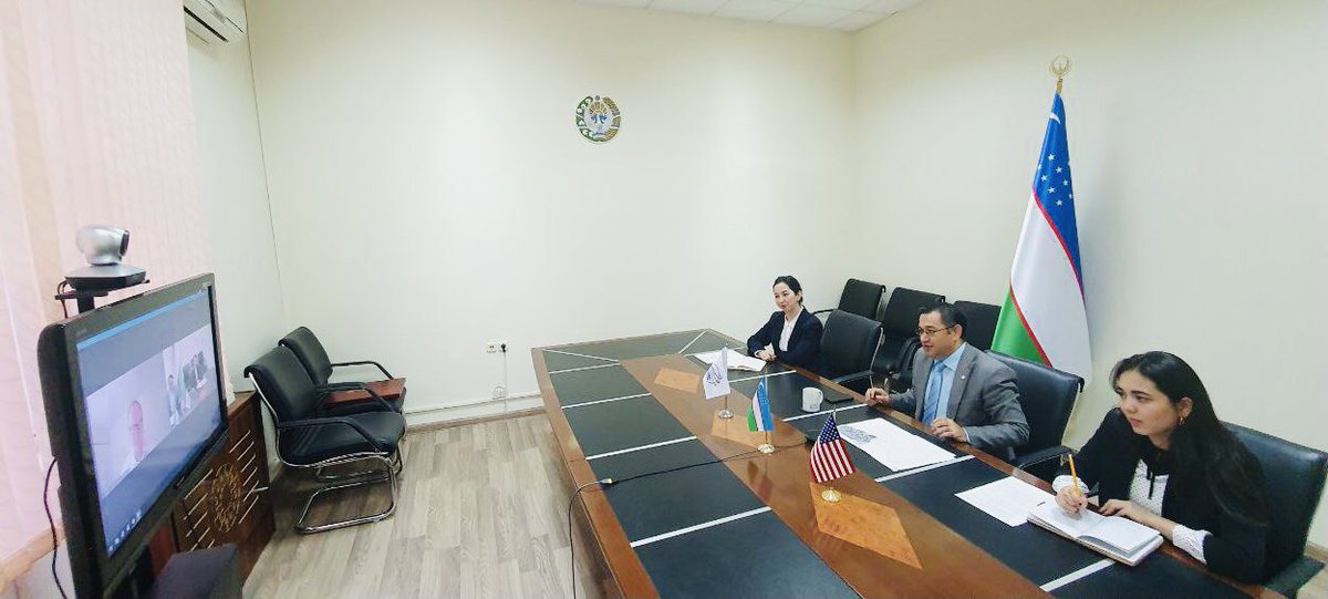 SolievIkboljon's tweet photo. On October 29 this year have had a very constructive videoconferencing with #ACCELS Vice President Michael Curtis on the prospects of practical engagement with #Uzbek #Foreign #Ministry’s Bureau of Interpreters. https://t.co/I6IjWOo1zD