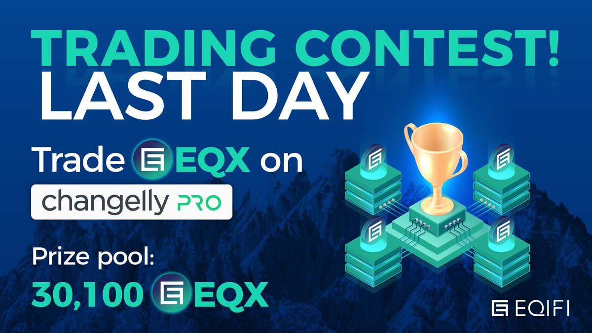 eqifi_finance's tweet photo. 💲Last chance to win up to 30,100 $EQX! 
@ChangellyPro EQX trading contest ends today at 23:59 UTC!  

📌Enter the contest here 👇
https://t.co/JbAbRlMQNx

#EQX #DeFi #EQIFi #ChangellyPro #DeFi #Fintech #Trading #Contest #PrizePool https://t.co/ftClNThSpv