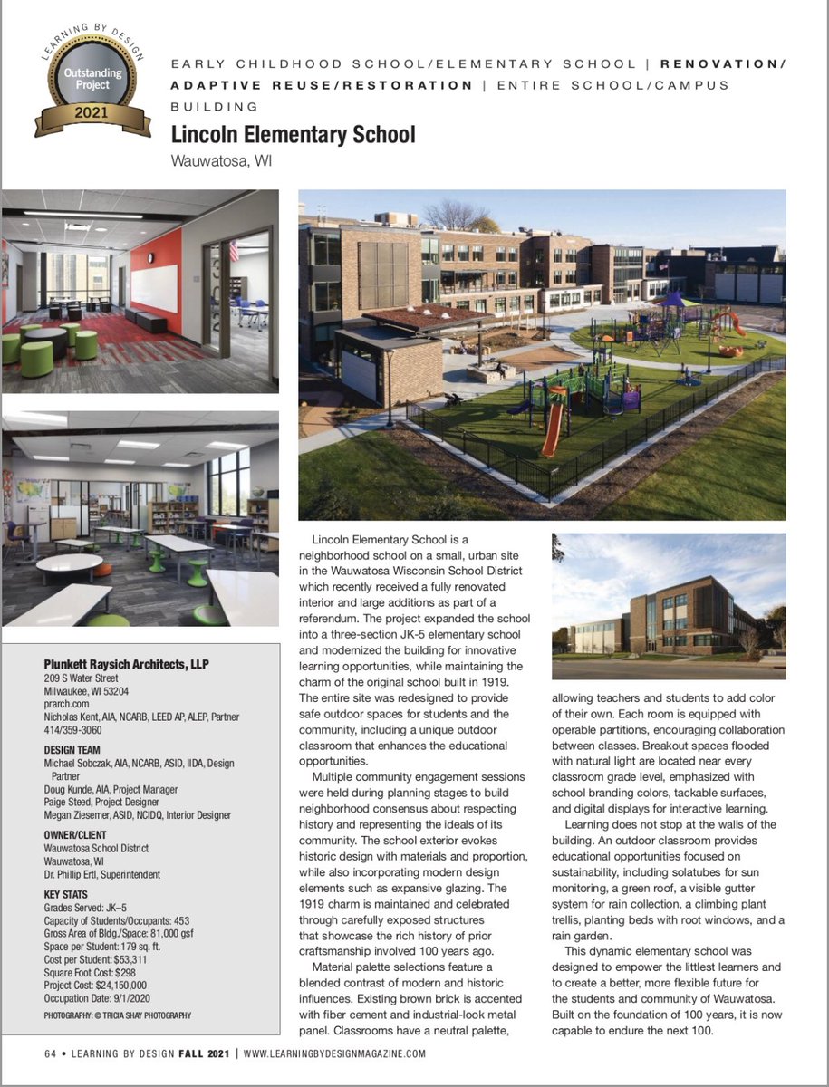 shawnrolland's tweet photo. Fun @TosaSchools news earning national attention. 

The Lincoln Elementary renovation has been named an “Oustanding Project” by Learning by Design Magazine. Thanks to all the staff, parents, community members and vendors who helped bring it to life!

https://t.co/LAVYZjvSI8 https://t.co/COmJQGFylq