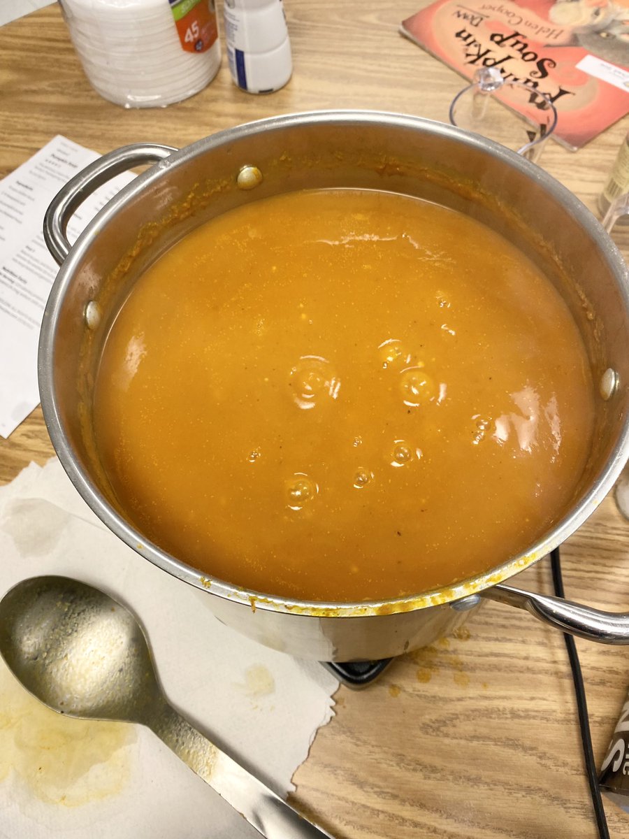 DowBurch_Bears's tweet photo. Fall Reading and Cooking
#PumpkinSoup
@CESMustangs1 @TamekaLong16 @LitCoachDavis 
@MathyMissB https://t.co/ICzvLxuo3q