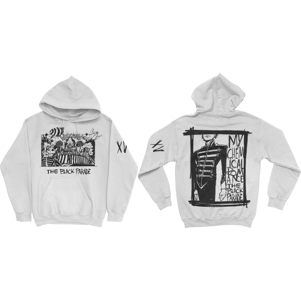 KerinCunningham's tweet photo. A cool thing I can finally say... Yes, I have been designing official merch for My Chemical Romance. This is one of the designs I did back in july for the Black Parade 15th anniversary!! I scanned in and cleaned up Gerard's original concept art. https://t.co/nhXw9xKaic